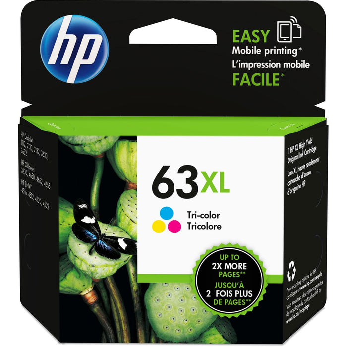 HP 63XL Original High Yield Inkjet Ink Cartridge - Tri-color - 1 Pack - HEWF6U63AN