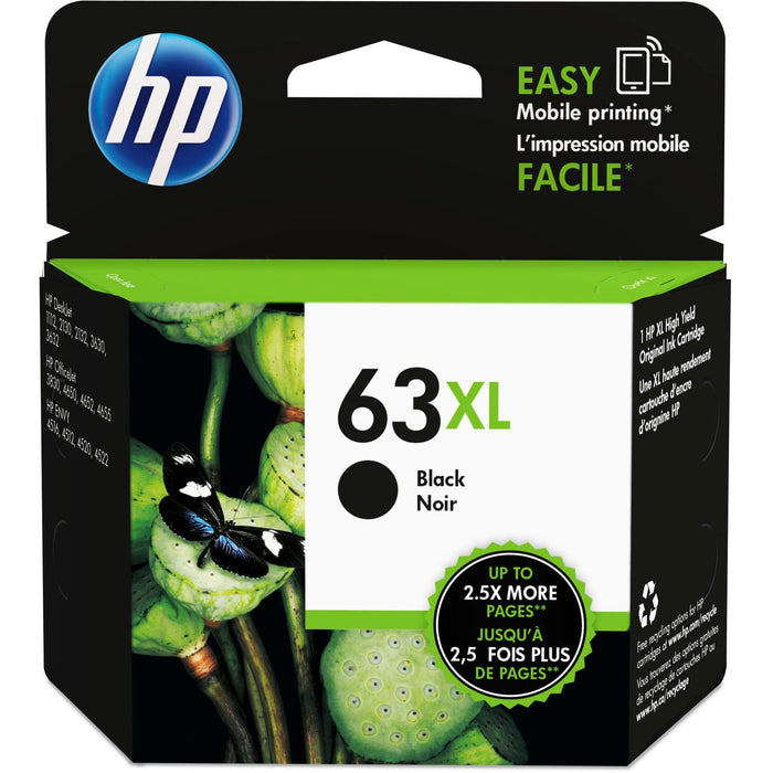 HP 63XL Original High Yield Inkjet Ink Cartridge - Black - 1 Each - HEWF6U64AN
