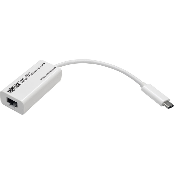 Tripp Lite USB-C to Gigabit Ethernet NIC Network Adapter 10/100/1000 Mbps White - TRPU43606NGBW