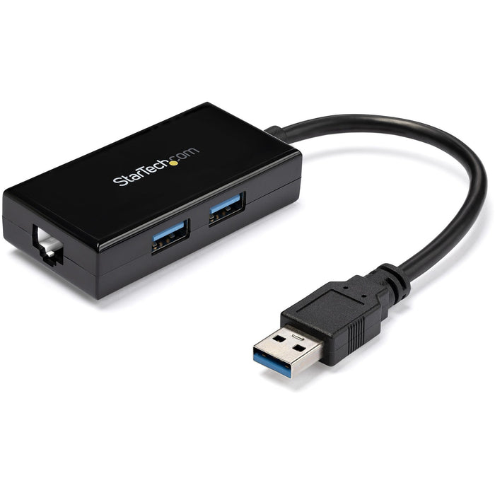 StarTech.com USB 3.0 to Gigabit Network Adapter with Built-In 2-Port USB Hub - Native Driver Support (Windows, Mac and Chrome OS) - STCUSB31000S2H