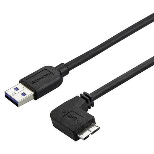 StarTech.com 0.5m 20in Slim Micro USB 3.0 Cable - M/M - USB 3.0 A to Right-Angle Micro USB - USB 3.1 Gen 1 (5 Gbps) - STCUSB3AU50CMRS