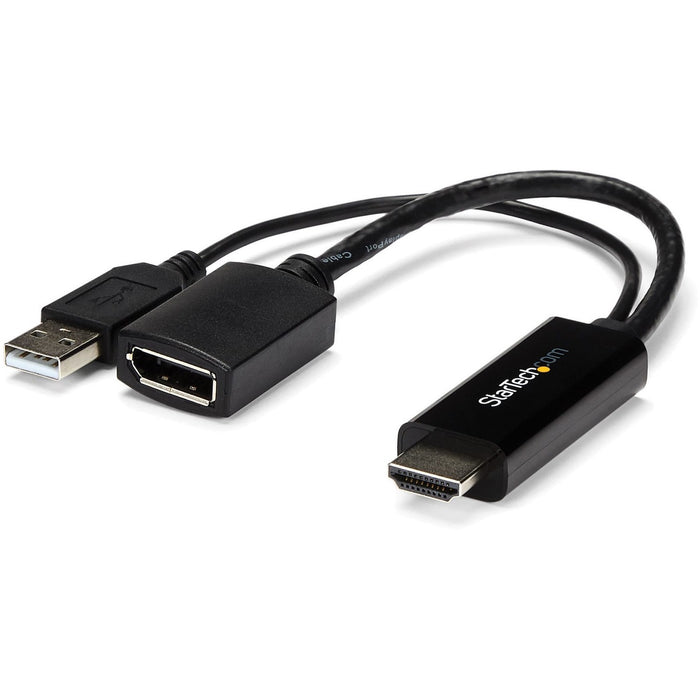 StarTech.com HDMI to DisplayPort Adapter - 4K 30Hz - HDMI to DisplayPort Converter - Compact HDMI to DP Adapter - USB-Powered - STCHD2DP