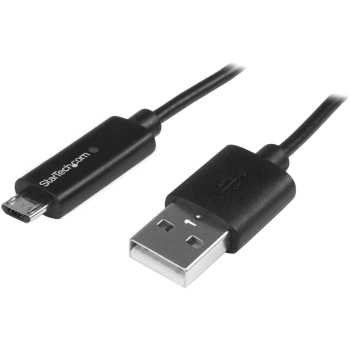 StarTech.com 1m 3 ft Micro-USB Cable with LED Charging Light - M/M - USB to Micro USB Cable - STCUSBAUBL1M