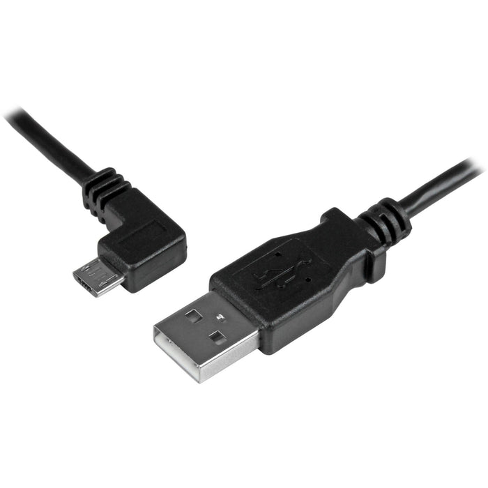 StarTech.com 1m 3 ft Left Angle Micro-USB Charge-and-Sync Cable M/M - USB 2.0 A to Micro-USB - 30/24 AWG - STCUSBAUB1MLA