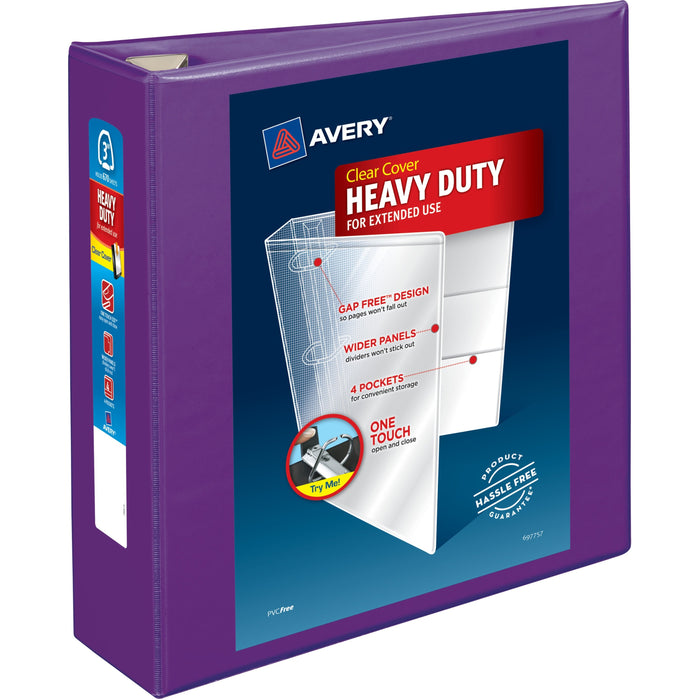 Avery&reg; Heavy-Duty View Purple 3" Binder (79810) - AVE79810