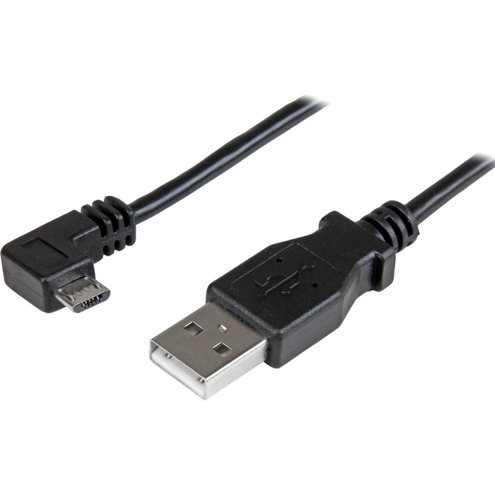 StarTech.com 2m 6 ft Right Angle Micro-USB Charge and Sync Cable M/M - USB 2.0 A to Micro USB - 24 AWG - STCUSBAUB2MRA