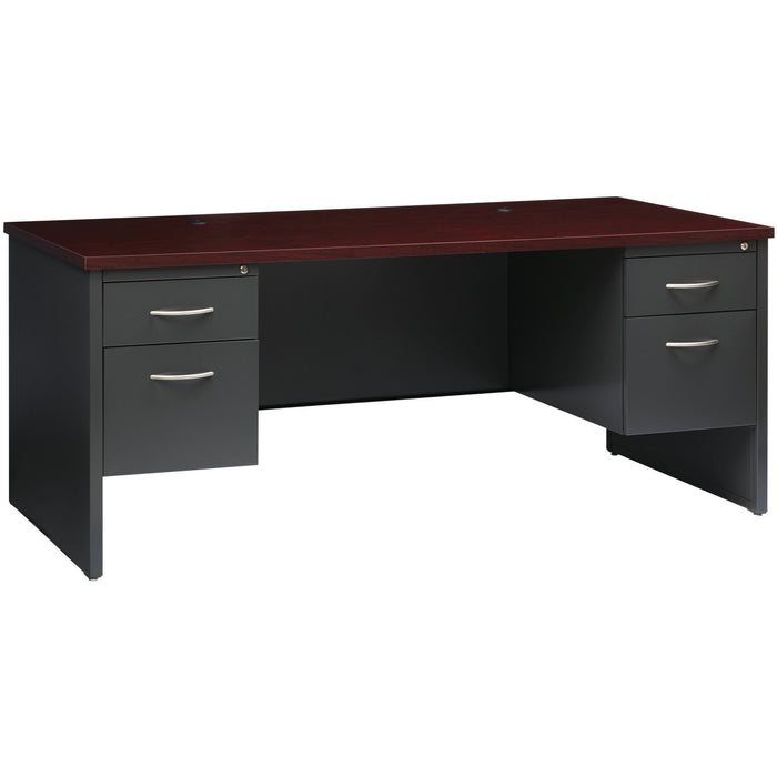 Lorell Mahogany Laminate/Charcoal Modular Desk Series Pedestal Desk - 2-Drawer - LLR79140