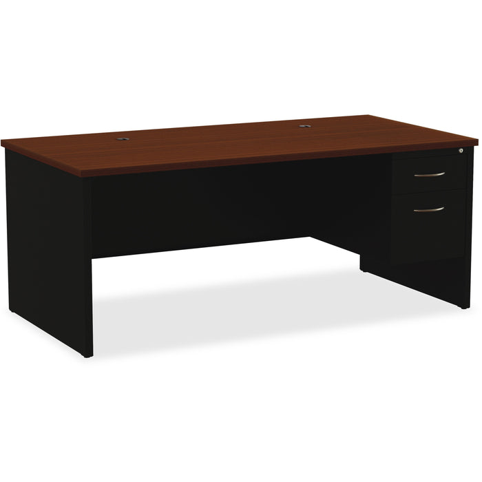 Lorell Walnut Laminate Commercial Steel Desk Series Pedestal Desk - 2-Drawer - LLR79143