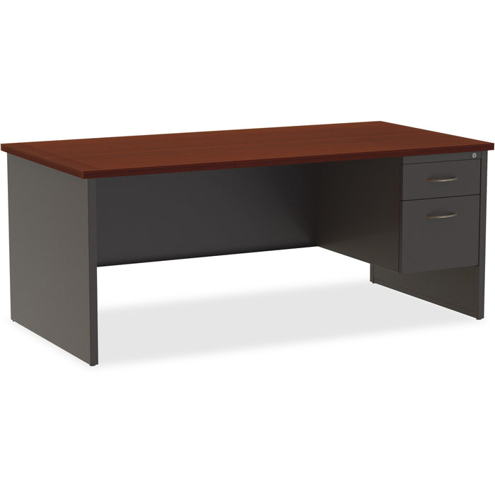 Lorell Mahogany Laminate/Charcoal Modular Desk Series Pedestal Desk - 2-Drawer - LLR79144