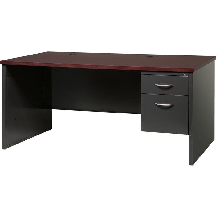 Lorell Mahogany Laminate/Charcoal Modular Desk Series Pedestal Desk - 2-Drawer - LLR79146