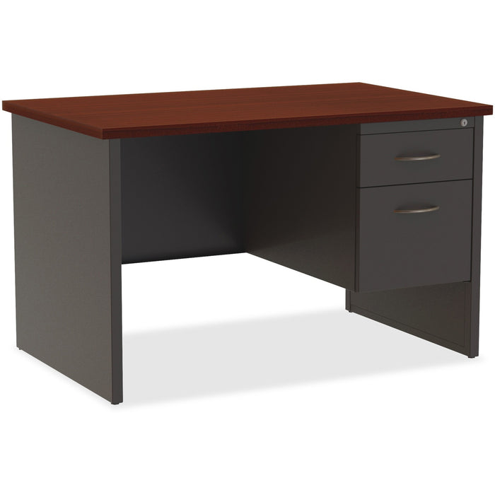 Lorell Mahogany Laminate/Charcoal Modular Desk Series Pedestal Desk - 2-Drawer - LLR79148