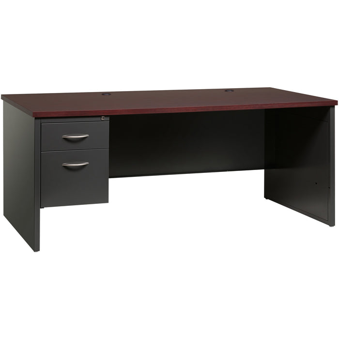 Lorell Mahogany Laminate/Charcoal Modular Desk Series Pedestal Desk - 2-Drawer - LLR79150