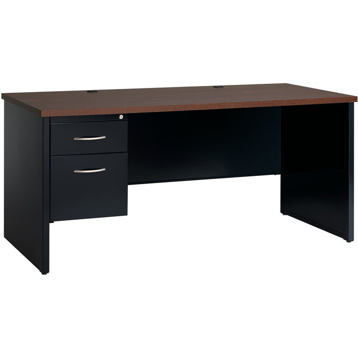 Lorell Walnut Laminate Commercial Steel Desk Series Pedestal Desk - 2-Drawer - LLR79151