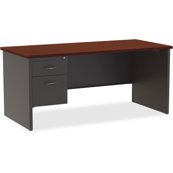 Lorell Mahogany Laminate/Charcoal Modular Desk Series Pedestal Desk - 2-Drawer - LLR79152