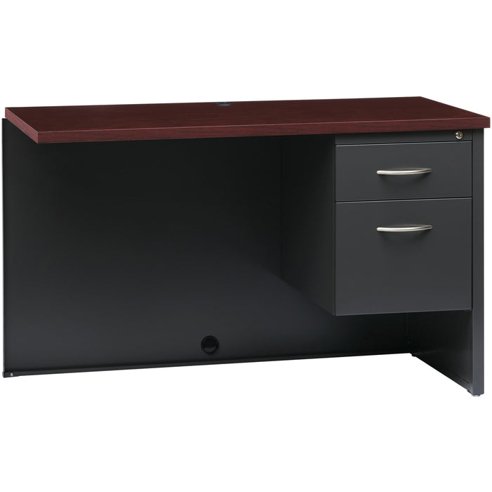 Lorell Mahogany Laminate/Charcoal Modular Desk Series Pedestal Desk - 2-Drawer - LLR79154