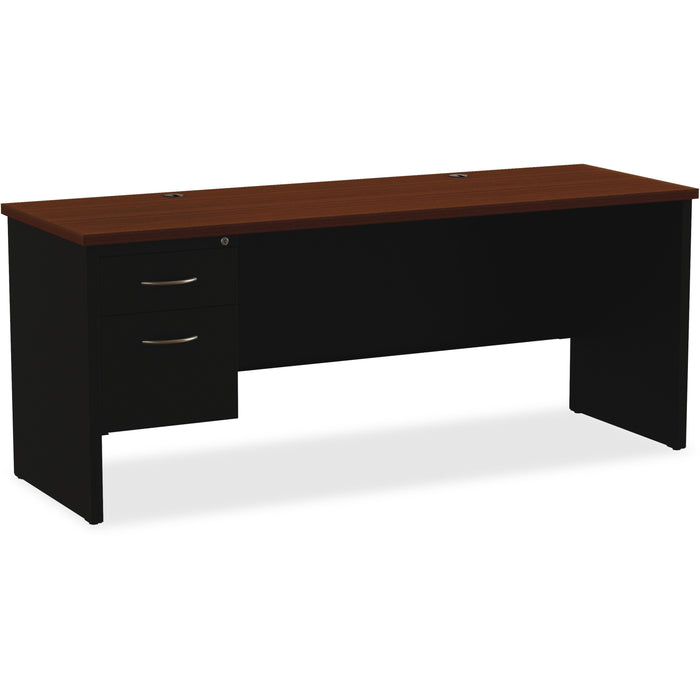 Lorell Walnut Laminate Commercial Steel Left-pedestal Credenza - 2-Drawer - LLR79163