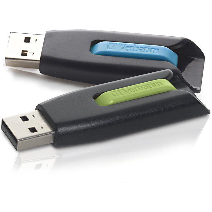 32GB Store 'n' Go&reg; V3 USB 3.2 Gen 1 Flash Drive - 2pk - Blue, Green - VER99127