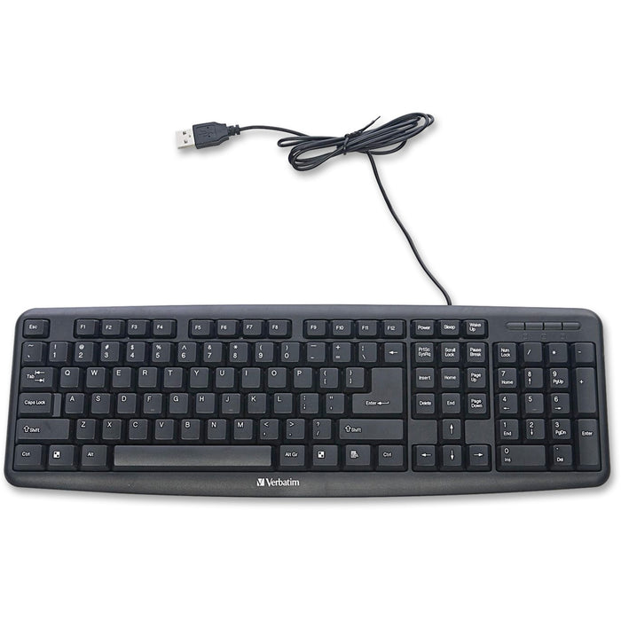 Verbatim Slimline Corded USB Keyboard - Black - VER99201