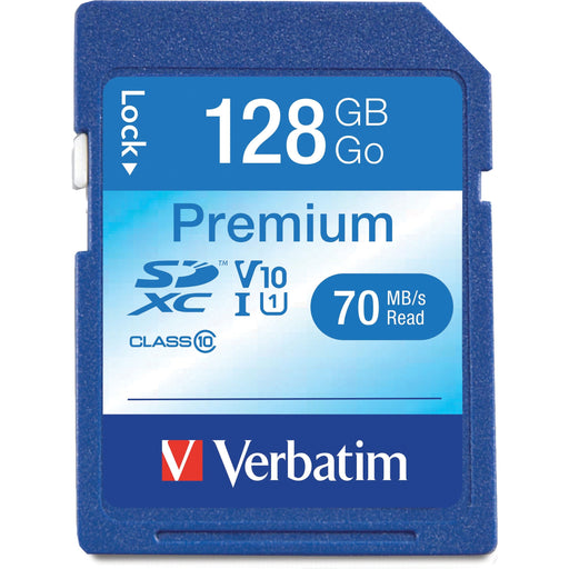 Verbatim 128GB Premium SDXC Memory Card, UHS-I Class 10 - VER44025 Verbatim America, LLC
