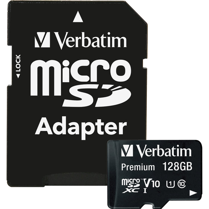 128GB Premium microSDXC Memory Card with Adapter, UHS-I Class 10 - VER44085