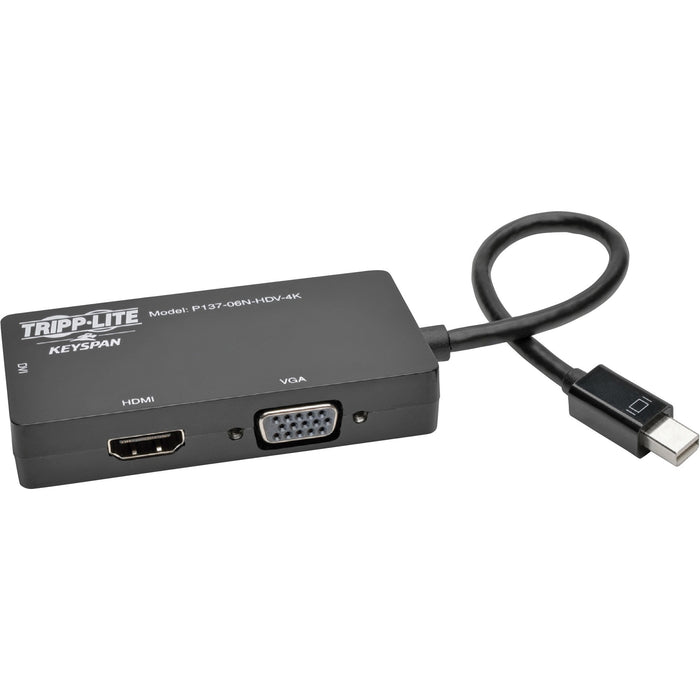 Tripp Lite Mini DisplayPort 1.2 to VGA/DVI/HDMI All-in-One Converter Adapter, 4K x 2K HDMI - TRPP13706NHDV4K