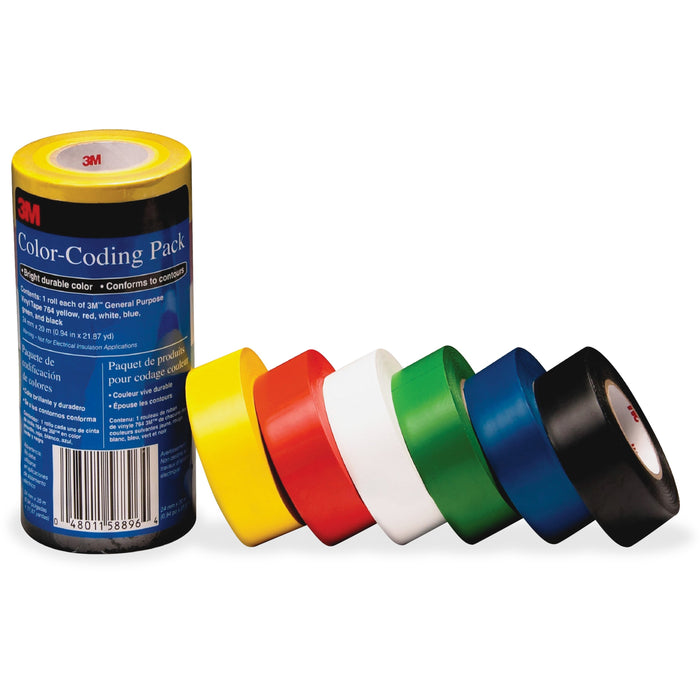 3M Vinyl Tape 764 Color-coding Pack - MMM7641226PK