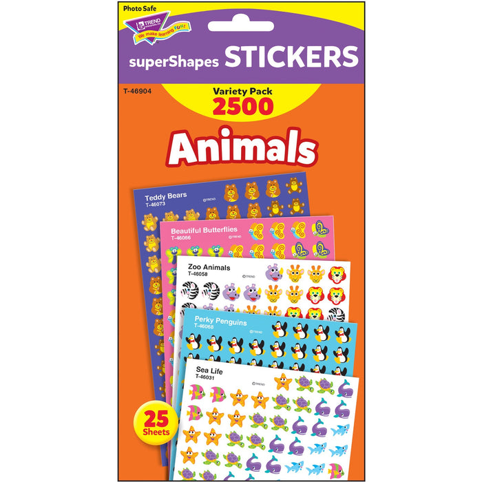 Trend Animals SuperShapes Stickers Variety Pack - TEP46904