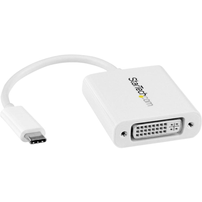 StarTech.com USB C to DVI Adapter - White - Thunderbolt 3 Compatible - 1920x1200 - USB-C to DVI Adapter for USB-C devices such as your 2018 iPad Pro - DVI-I Converter - STCCDP2DVIW