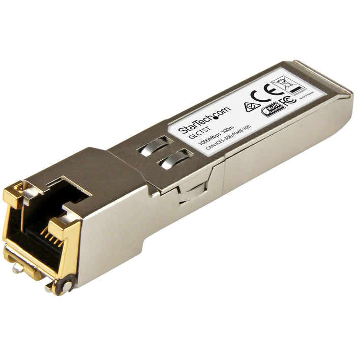 StarTech.com Cisco GLC-T Compatible SFP Module - 1000BASE-T - 1GE Gigabit Ethernet SFP SFP to RJ45 Cat6/Cat5e Transceiver - 100m - STCGLCTST