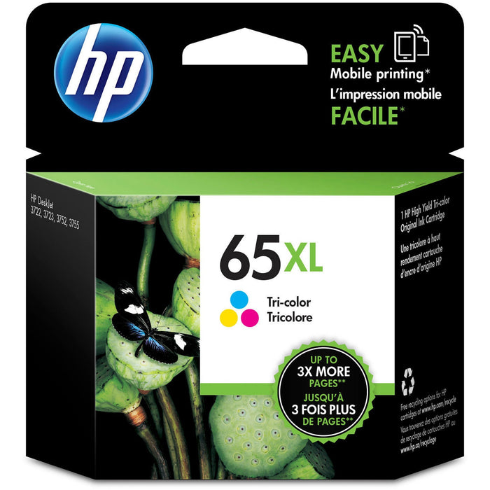 HP 65XL (N9K03AN) Original High Yield Inkjet Ink Cartridge - Tri-color - 1 Each - HEWN9K03AN