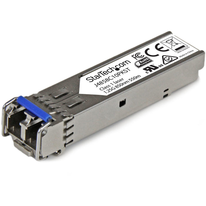 StarTech.com 10 pack HPE J4858C Compatible SFP Module - 1000BASE-SX - 1GE Gigabit Ethernet SFP 1GbE Multi Mode/MMF Fiber Transceiver 550m - STCJ4858C10PKST