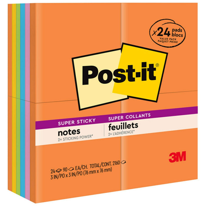 Post-it&reg; Super Sticky Notes - Energy Boost Color Collection - MMM65424SSAU