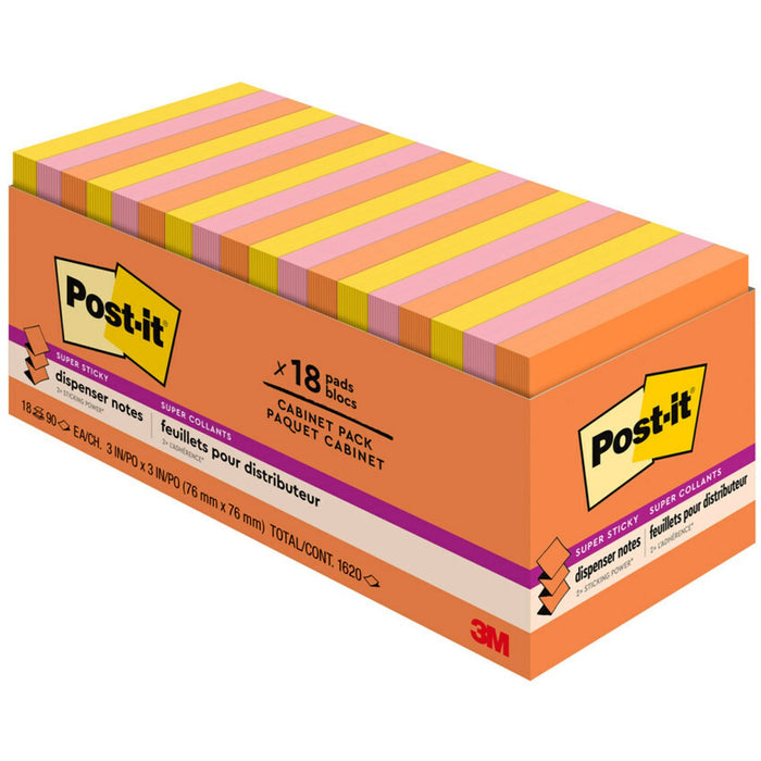Post-it&reg; Super Sticky Dispenser Notes - Energy Boost Color Collection - MMMR33018SSAUCP