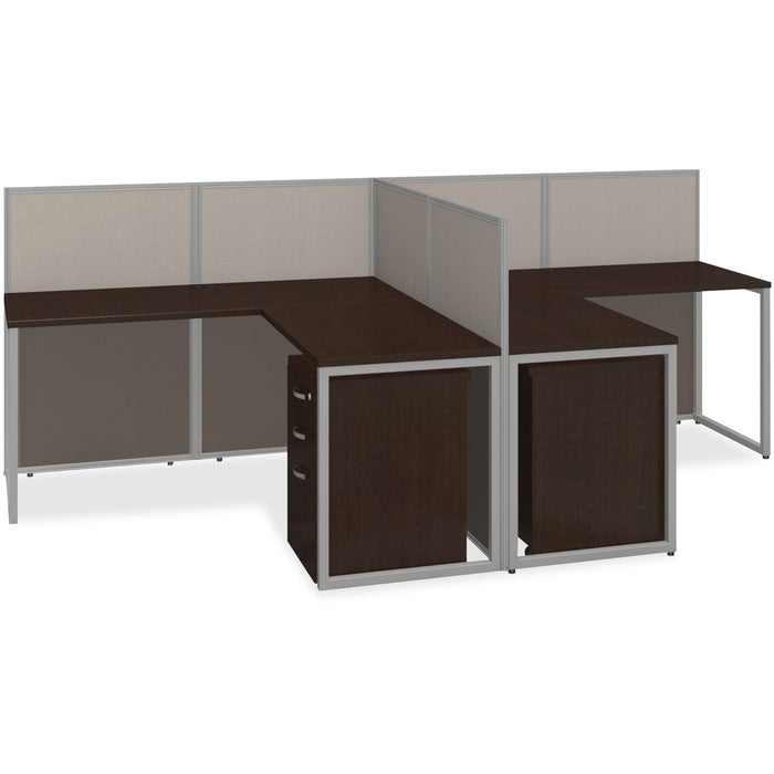 Bush Business Furniture Easy Office 60W 2 Person L Desk Open Office with Two 3 Drawer Mobile Pedestals - BSHEOD560SMR03K