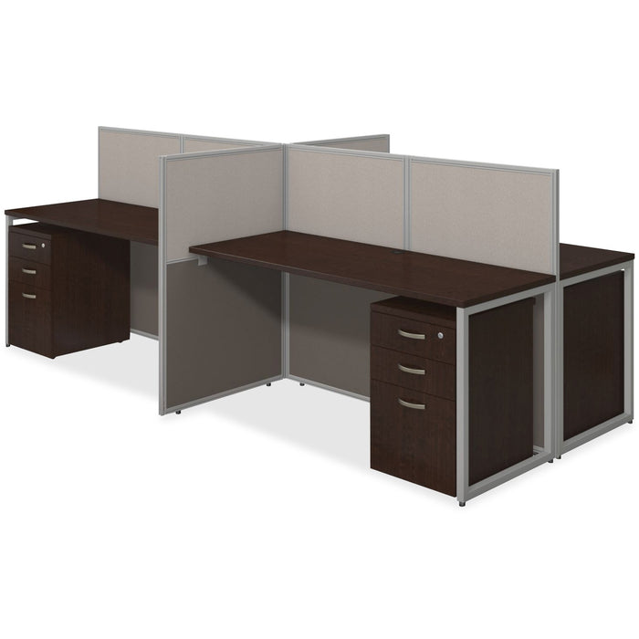Bush Business Furniture Easy Office 60W 4 Person Straight Desk Office w/3-Drawer Pedestlas - BSHEOD660SMR03K