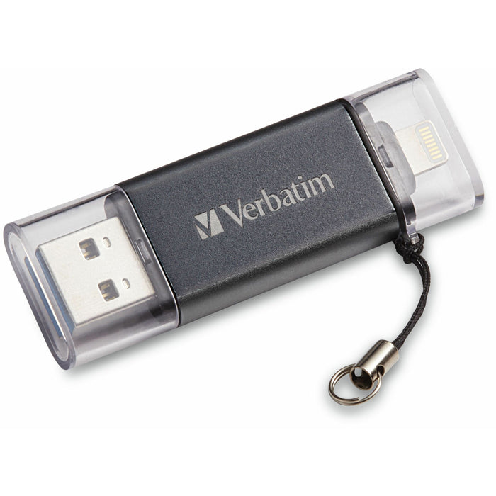 64GB Store 'n' Go Dual USB 3.0 Flash Drive for Apple Lightning Devices - Graphite - VER49301