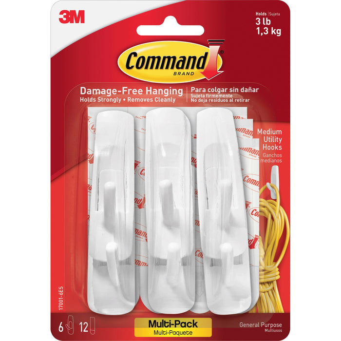 Command Medium Utility Hooks with Adhesive Strips - MMM170016ES