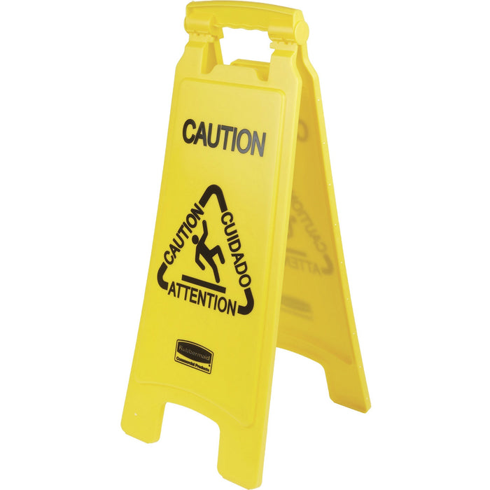 Rubbermaid Commercial Multi-Lingual Caution Floor Sign - RCP611200YWCT