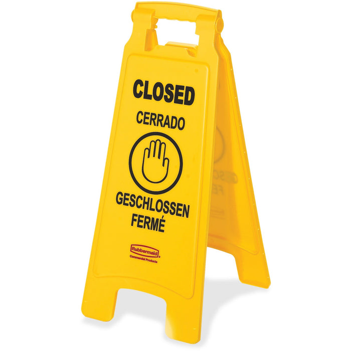 Rubbermaid Commercial Closed Multi-Lingual Floor Sign - RCP611278YWCT