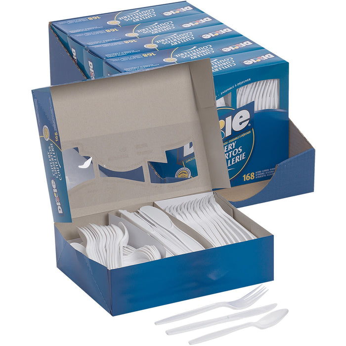 Dixie Heavyweight Disposable Forks, Knives & Spoons Combo Boxes by GP Pro - DXECM168CT