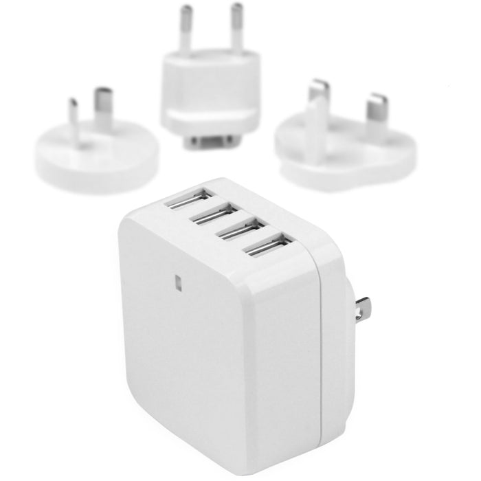 StarTech.com Travel USB Wall Charger - 4 Port - White - Universal Travel Adapter - International Power Adapter - USB Charger - STCUSB4PACWH