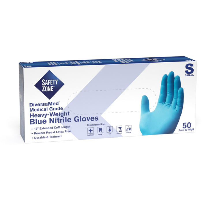 Safety Zone 12" Powder Free Blue Nitrile Gloves - SZNGNEPSM5T8