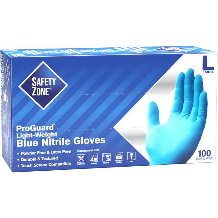 Safety Zone Powder Free Blue Nitrile Gloves - SZNGNPRLG1A