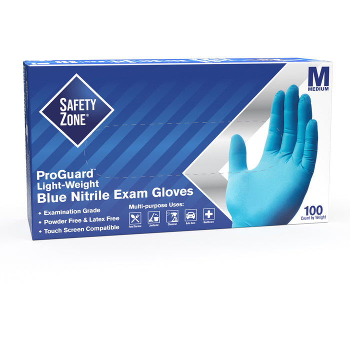 Safety Zone Powder Free Blue Nitrile Gloves - SZNGNPRMD1A