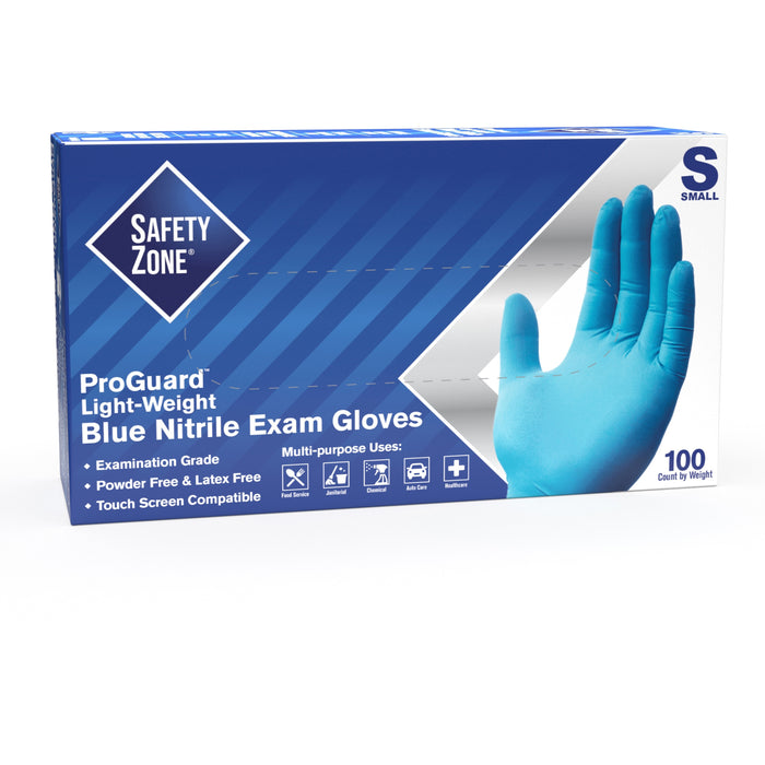 Safety Zone Powder Free Blue Nitrile Gloves - SZNGNPRSM1A