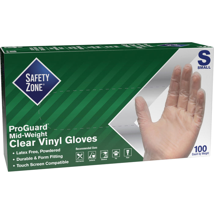 Safety Zone Powdered Clear Vinyl Gloves - SZNGVDRSM1