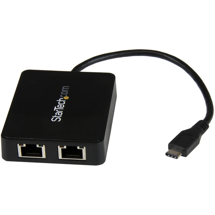 StarTech.com USB C to Dual Gigabit Ethernet Adapter with USB 3.0 (Type-A) Port - USB Type-C Gigabit Network Adapter - STCUS1GC301AU2R