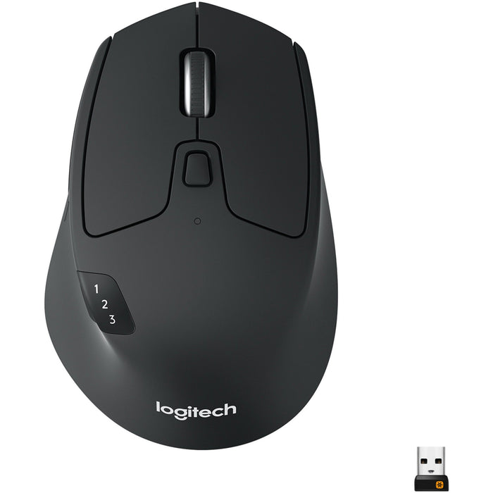 Logitech M720 Triathlon Multi-Device Wireless Mouse, Bluetooth, USB Unifying Receiver, 1000 DPI, 8 Buttons, 2-Year Battery, Compatible with Laptop, PC, Mac, iPadOS - Black - LOG910004790