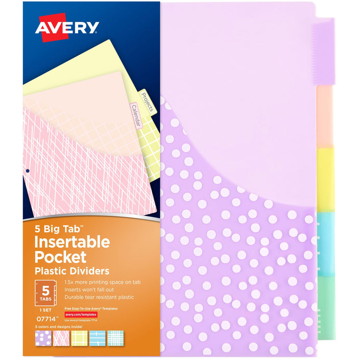 Avery&reg; Big Tab Pocket Plastic Insertable Dividers - Fashion Designs - AVE07714