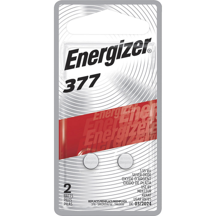 Energizer 377 Silver Oxide Button Battery, 2 Pack - EVE377BPZ2